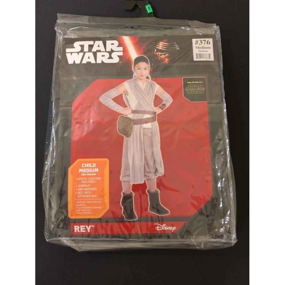 Star Wars The Force Awakens REY Halloween 4 Piece Costume Child's Medium Disney